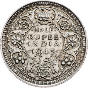 British India, 1/2 Rupee 1943, Bombay 