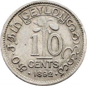 Ceylon, 10 centesimi 1892