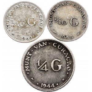 Curaçao, 1/10 Gulden, 1/4 Gulden 1944, 1948, 1944