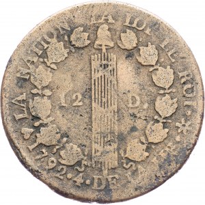 Francia, 12 denari 1792, BB