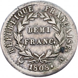 Francúzsko, 1/2 franku 1808, A