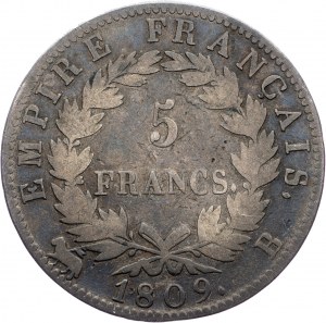 Francia, 5 franchi 1809, Rouen