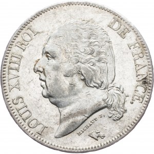 Luigi XVIII, 5 franchi 1822, A