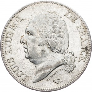 Ľudovít XVIII., 5 frankov 1822, A