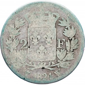 Ľudovít XVIII., 2 franky 1824, W