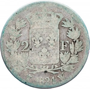 Ludvík XVIII., 2 franky 1824, W