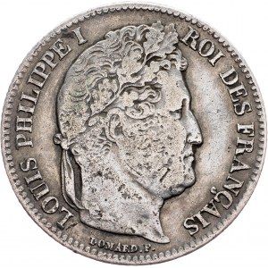 Luigi Filippo, 1 franco 1837, W