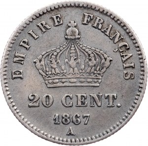 Napoléon III, 20 centimes 1867, A