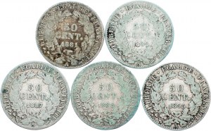 Francie, 50 centimů 1881, 1882, 1887, 1888, 1895