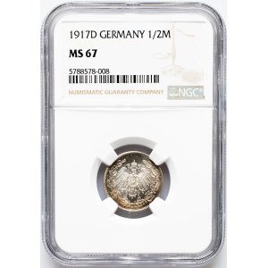 Germany, 1/2 Mark 1917, D