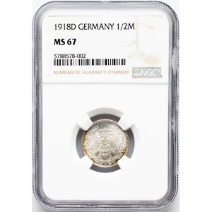 Germany, 1/2 Mark 1918, D