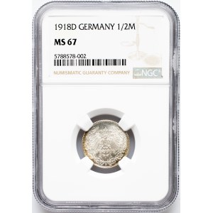Germania, 1/2 marco 1918, D