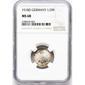 Germany, 1/2 Mark 1918, D