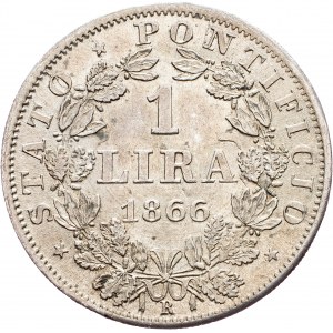 Papal states, 1 Lira 1866, R