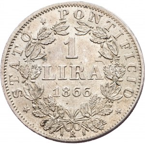 États pontificaux, 1 Lira 1866, R