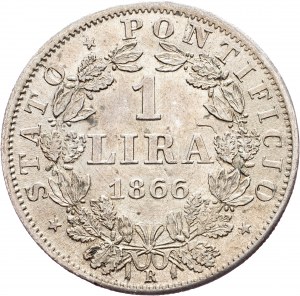 Papežské státy, 1 lira 1866, R