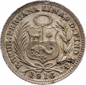 Pérou, 1/2 Dinero 1916