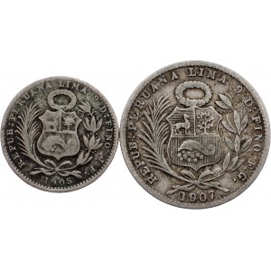 Peru, 1 Dinero, 1/5 Sol 1905, 1907