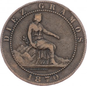 Hiszpania, 10 Centimos 1870