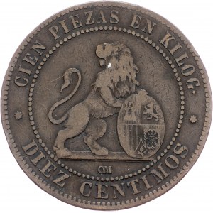 Spanien, 10 Centimos 1870