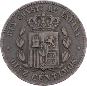 Španielsko, 10 Centimos 1878