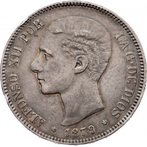 Hiszpania, 5 peset 1879, EMM