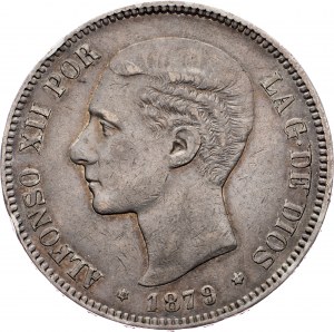 Hiszpania, 5 peset 1879, EMM