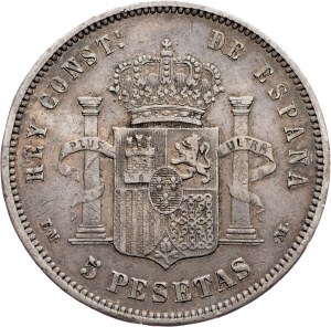 Španielsko, 5 pesiet 1879, EMM