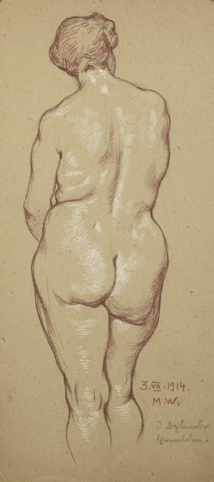 Marian WAWRZENIECKI (1863-1943), Nudo in piedi all'indietro, 1914