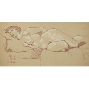 Marian WAWRZENIECKI (1863-1943), Lying nude, 1919