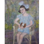 Stanisław NIESIOŁOWSKI (1874-1948), Portret dziewczynki w niebieskiej sukience, 1929