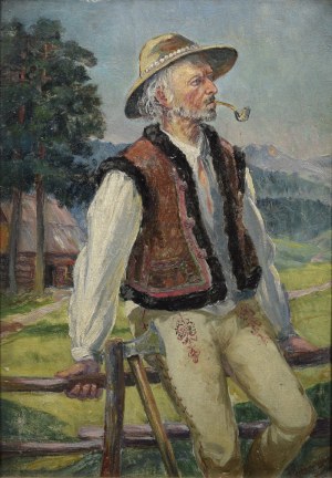 Zdzisław PRZEBINDOWSKI (1902-1986), Highlander with a pipe