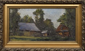 Fryderyk Antoni HAYDER (1905-1990), Pejzaż wiejski z chatami - Sól, 1928