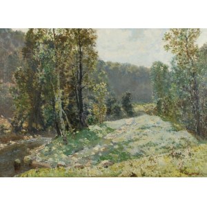 Konstanty MACKIEWICZ (1894-1985), Paysage forestier avec un ruisseau