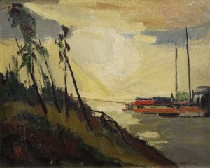 Wojciech Otton FLECK (1903-1972), Pejzaż z łodziami
