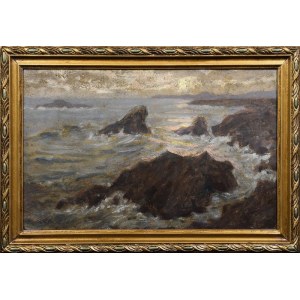 Stefan PIENIĄŻEK (1888-1958), Zachód słońca na oceanie (La Côte Sauvage, Quiberon)