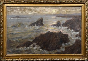 Stefan PIENIĄŻEK (1888-1958), Zachód słońca na oceanie (La Côte Sauvage, Quiberon)