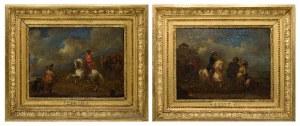 August QUERFURT (1696-1761) - attribué, Scènes avec cavaliers - paire de tableaux