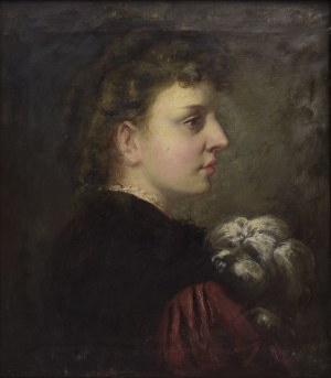 Malarz nieokreślony, XIX / XX w., Kobieta z pieskiem