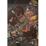 Utagawa KUNIYOSHI (1797-1861), vojáci Takedy Shingena po sestupu z hory Seijo a překročení řeky Amenomiya,