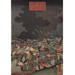 Utagawa KUNIYOSHI (1797-1861), Wojska Takedy Shingena po zejściu z góry Seijo i przeprawie przez rzekę Amenomiya,