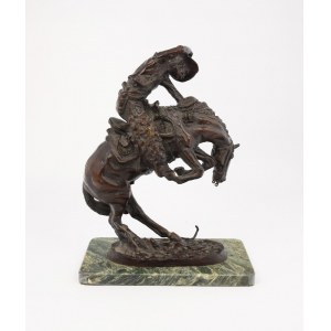 Frederic Sackrider REMINGTON (1861-1909), In sella a un cavallo; scultura nota come Rattlesnake [Serpente a sonagli].
