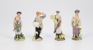 LUDWIGSBUR - Princely Porcelain Factory in Ludwigsburg (Württemberg), Four genre figures - two gardeners, a reaper and a man with a muff