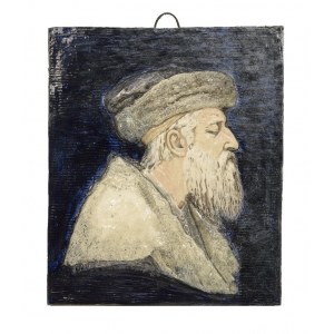 Rudolf SIEMERING (1835-1905), Keramický plakát - reliéfní portrét starého Žida
