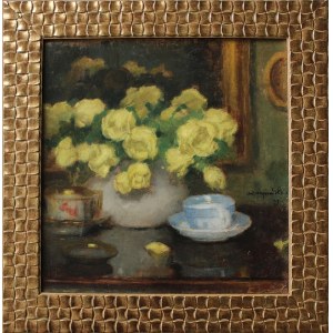 Alfons Karpinski, Gelbe Rosen in einer Vase
