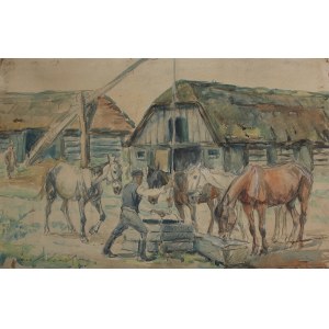 Jan Erazm Kotowski, L'abreuvage des chevaux au puits