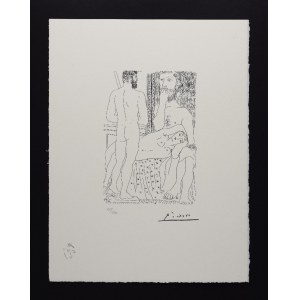 Pablo Picasso (1881-1973), Sculpteur, modèle couché et autoportrait en Hercule