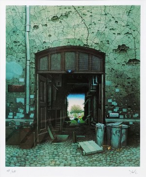 Jacek Yerka (b. 1952), Paradise in the courtyard, incography edition 185/450