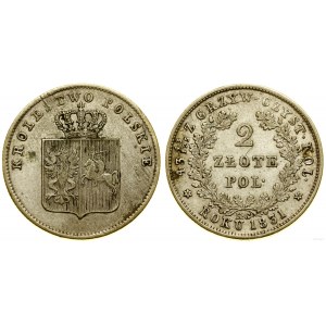 Polonia, 2 zloty, 1831 KG, Varsavia