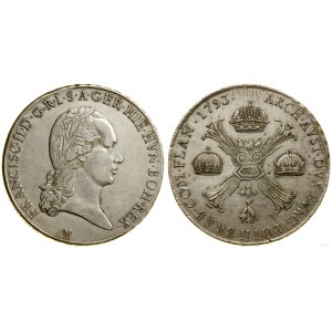 Rakúske Holandsko, thaler (Kronentaler), 1793 M, Milan